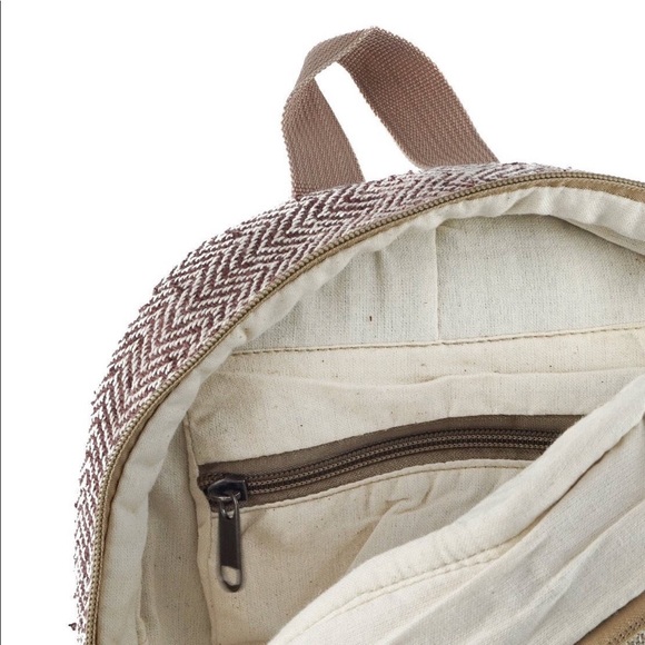Small Mini Hemp Boho Backpack - Handmade & New - Picture 3 of 3